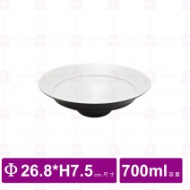 【台灣美耐】K33010高腳圓深盤桃山內白外黑(6入/盒)