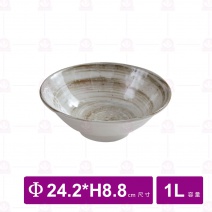 【台灣美耐】S12181釉燒  寬口碗24.2x8.8cm(12入/盒)