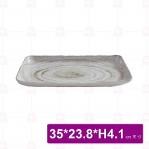 【台灣美耐】S53213釉燒長方盤35x23.8x4.1cm(6入/盒)