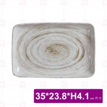 【台灣美耐】S53213釉燒長方盤35x23.8x4.1cm(6入/盒)