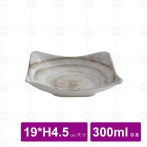 【台灣美耐】S53108釉燒四方碗19x19x4.5cm(12入/盒)