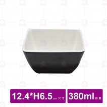 【台灣美耐】K5055 造型四方碗桃山內白外黑 (6入/盒)