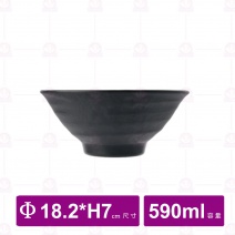 【台灣美耐】JW1007陶面日式拉麵碗  黑 (6入/盒)