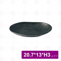 【台灣美耐】JW7308 陶面橢圓線型盤  黑色  (12入/盒)