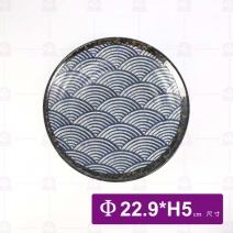 【日本】9吋日式浪紋陶瓷汁皿