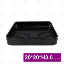 【LihTay】3202  四角(疊肉)燒物盤  黑(12入/盒)