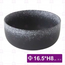 日式粗陶6吋湯碗(墨雪)-Φ16.5xH8cm