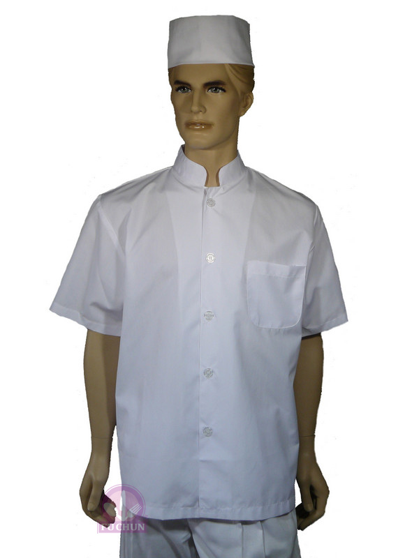 A002塔紗中山領單排扣短袖廚師服 2L