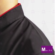 9778塔紗黑色領襟滾紅邊單排黑扣短袖 M