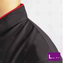 9778塔紗黑色領襟滾紅邊單排黑扣-短袖 L