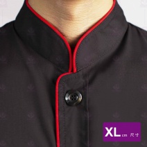 9778塔紗黑色領襟滾紅邊單排黑扣-短袖 XL