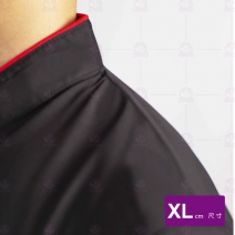 9778塔紗黑色領襟滾紅邊單排黑扣-短袖 XL