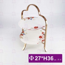 英式雙層蛋糕盤架(香檳金)-Φ27xH36cm