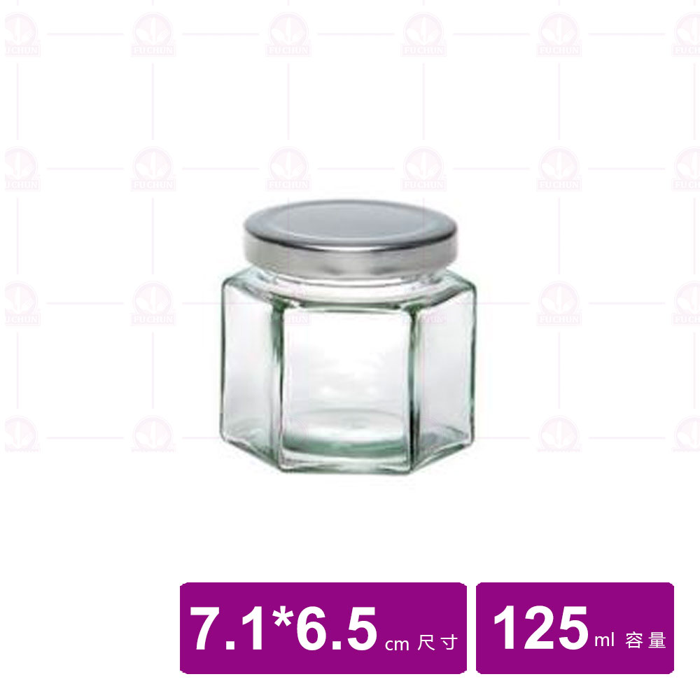 RP-25 六角玻璃瓶(附蓋)-125ml (120入/箱)