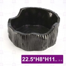 10吋柴紋樹頭盤(霧黑)-22.5xH8xH11cm