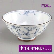 【日本】線唐草輕量茶漬碗-Φ14.4xH6.7cm