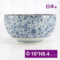 【日本】藍染小花6吋麵碗-Φ16xH8.4cm