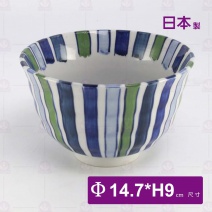 【日本】手繪四色線條6吋湯碗-Φ14.7xH9.2cm