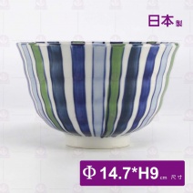 【日本】手繪四色線條6吋湯碗-Φ14.7xH9.2cm