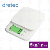【日本dretec】巴克特強化玻璃廚房料理電子秤-5kg/1g