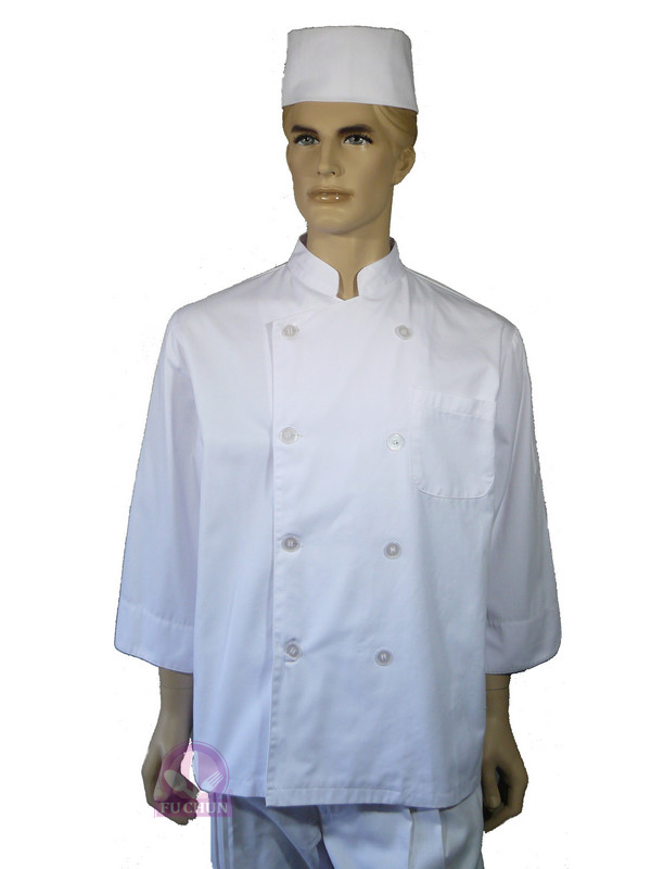 A102 立領廚師制服(A)-2XL斜紋  7分袖