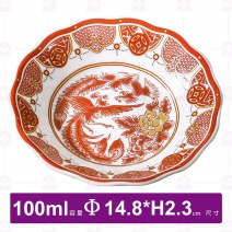八角盤 紅鳳凰(大) -Φ14.8xH2.3cm