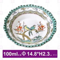 八角盤 紅梅花雀(大) -Φ14.8xH2.3cm
