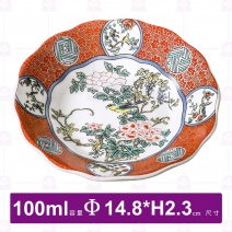 八角盤 富貴花鳥(大) -Φ14.8xH2.3cm