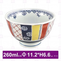 高角格子碗(彩錦藍藤)-Φ11.2xH6.6cm