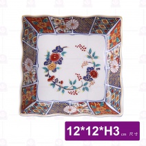 五吋正方碟(什錦花)-12x12xH3cm