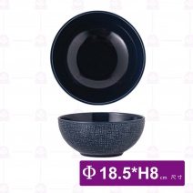 羅森織紋陶瓷7.5吋湯碗(藍)-Φ18.5xH8cm