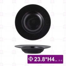 羅森織紋陶瓷9吋湯盤(黑)-Φ23.8xH4cm