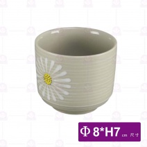 三島花茶碗蒸-Φ8xH7cm