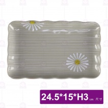 三島花波浪長方盤-24.5x15xH3cm
