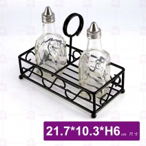 美式雙格佐料盅提架(黑)-21.7x10.3xH6