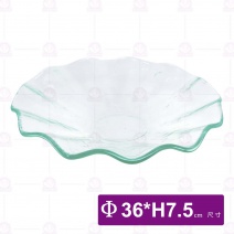 窯燒玻璃水荷圓盤-Φ36xH7.5cm