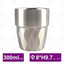 韓式304鍍鈦冰角雙層杯(銀)-300ml
