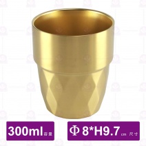 韓式304鍍鈦冰角雙層杯(金)-300ml