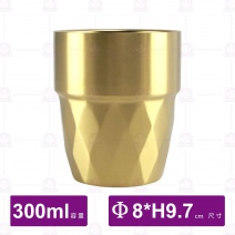 韓式304鍍鈦冰角雙層杯(金)-300ml