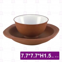 朱泥杯托-7.7x7.7xH1.5cm