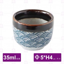日式浪紋陶瓷清酒杯-35ml