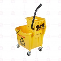 【Rubbermaid】拖把壓乾機組 黃/咖