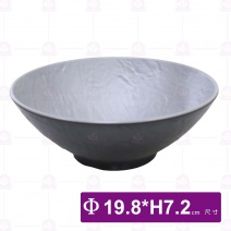 【HS】JQ1010陶面石紋圓碗8吋(內灰外黑)(6入/盒)