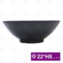 【HS】JQ1011陶面石紋圓碗9吋(內灰外黑)(6入/盒)