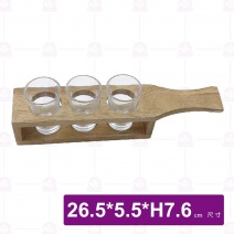 【菊川本味】把手木杯架組(三孔含杯)-26.5x5.5xH7.6cm