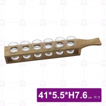 【菊川本味】把手木杯架組(六孔含杯)-41x5.5xH7.6cm