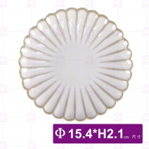 菊花圓點心盤窯變白6吋-Φ15.4xH2.1cm