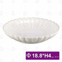 菊花圓湯盤窯變白8.5吋-Φ18.8xH4cm