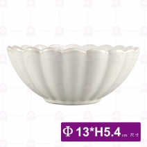 菊花淺碗窯變白5吋-Φ13xH5.4cm