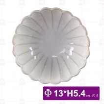 菊花淺碗窯變白5吋-Φ13xH5.4cm